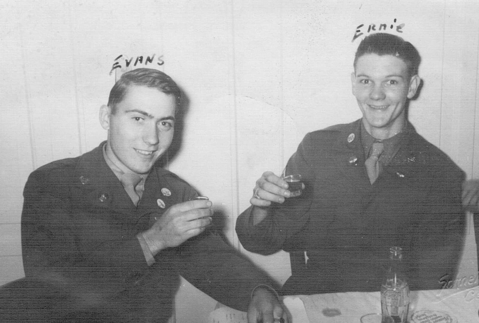 Ernie (right) with fellow serviceman Evans in Germany, probably at Garmisch-Partenkirchen, 1947–1951. Ernie (right) with fellow serviceman Evans in Germany, probably at Garmisch-Partenkirchen, 1947–1951.