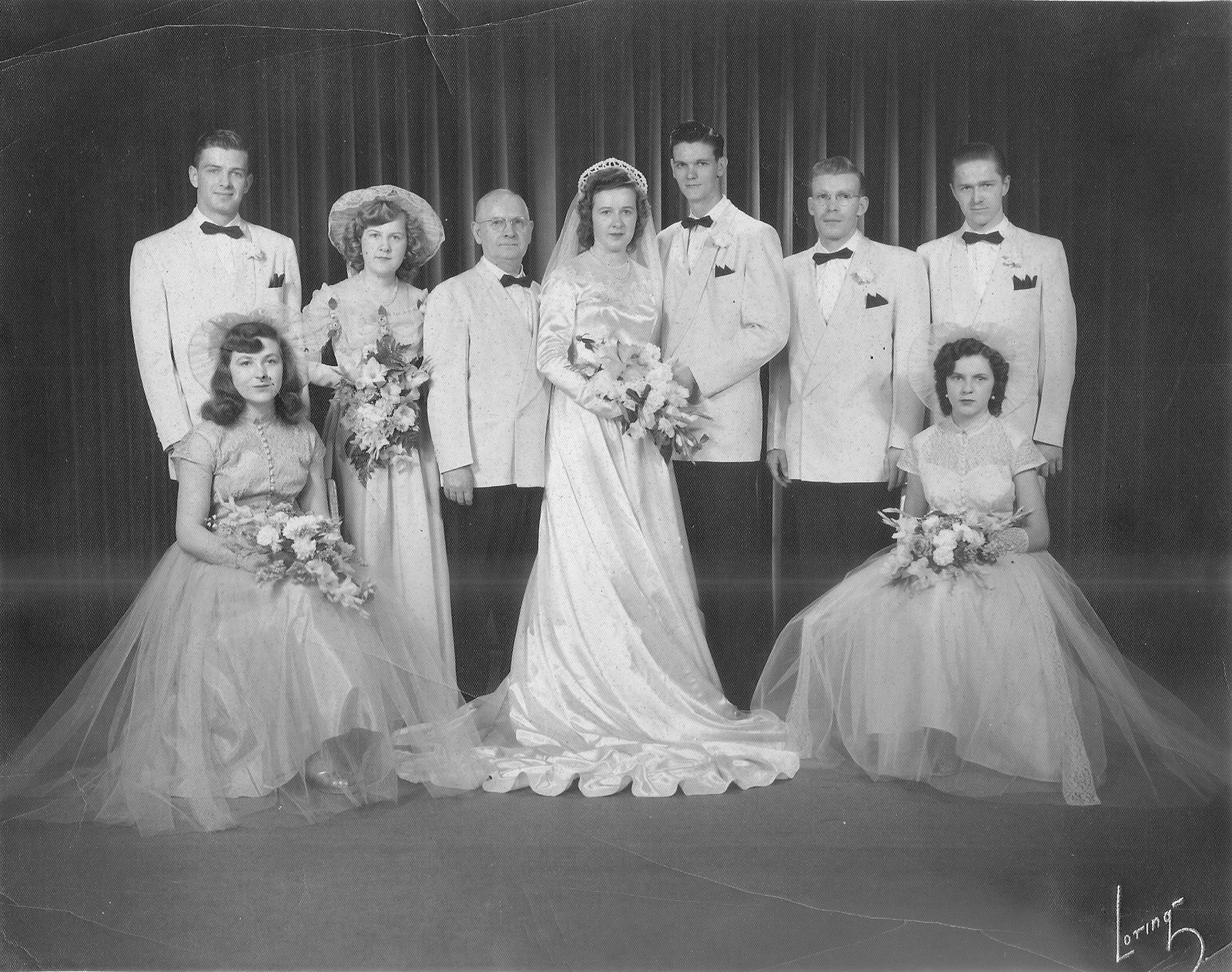 Esther and Ernie with their wedding party, June 7, 1952. Esther and Ernie with their wedding party, June 7, 1952.