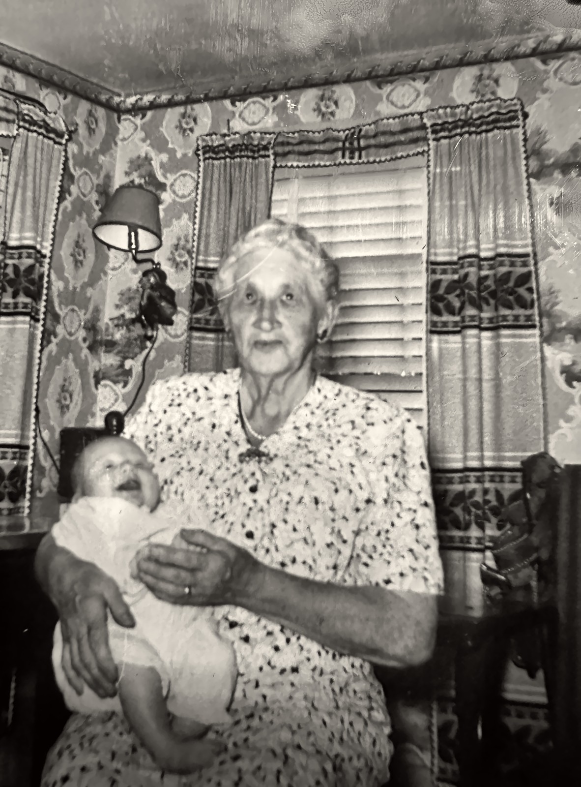 Hanford’s mother, Elizabeth Jane (Scott) Tracy, holding her great-granddaughter, Candace Hansen, about 1954 Hanford’s mother, Elizabeth Jane (Scott) Tracy, holding her great-granddaughter, Candace Hansen, about 1954